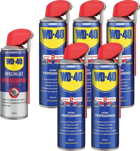 Image sur 5 DEGRIPPANTS MULTIFONCTIONS WD40 + 1 SUPER DEGRIPPANT OFFERT